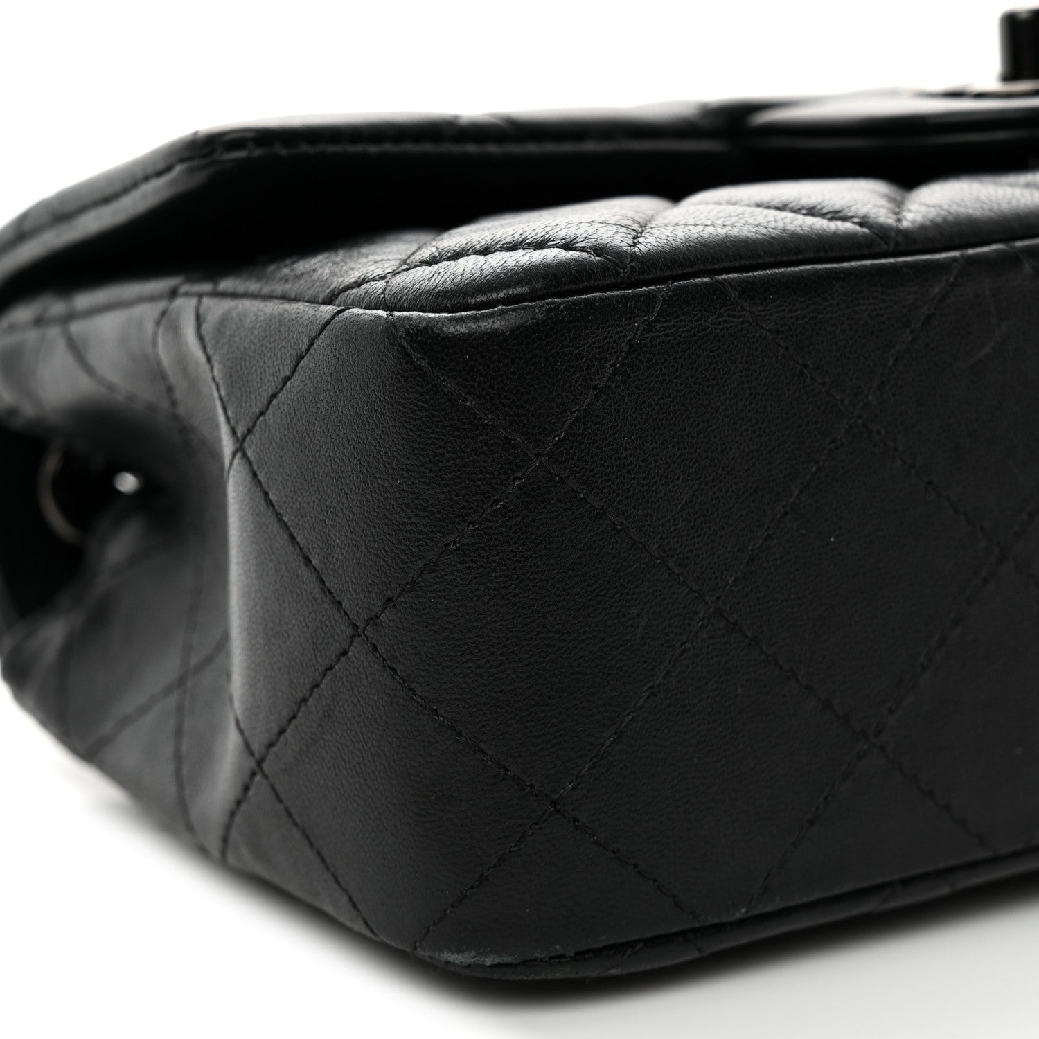 Lambskin Quilted Mini Rectangular Flap So Black