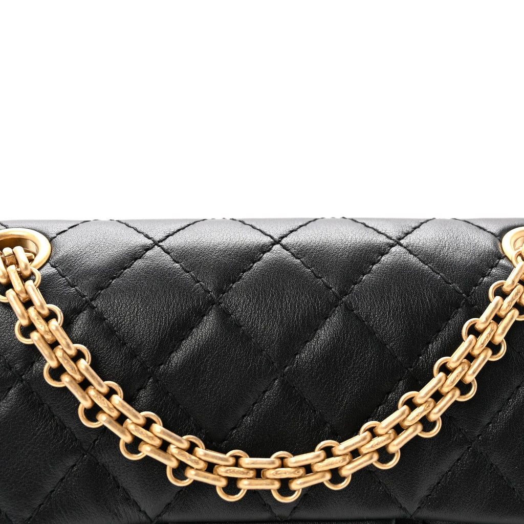 Aged Calfskin Quilted 2.55 Reissue Mini Flap Black