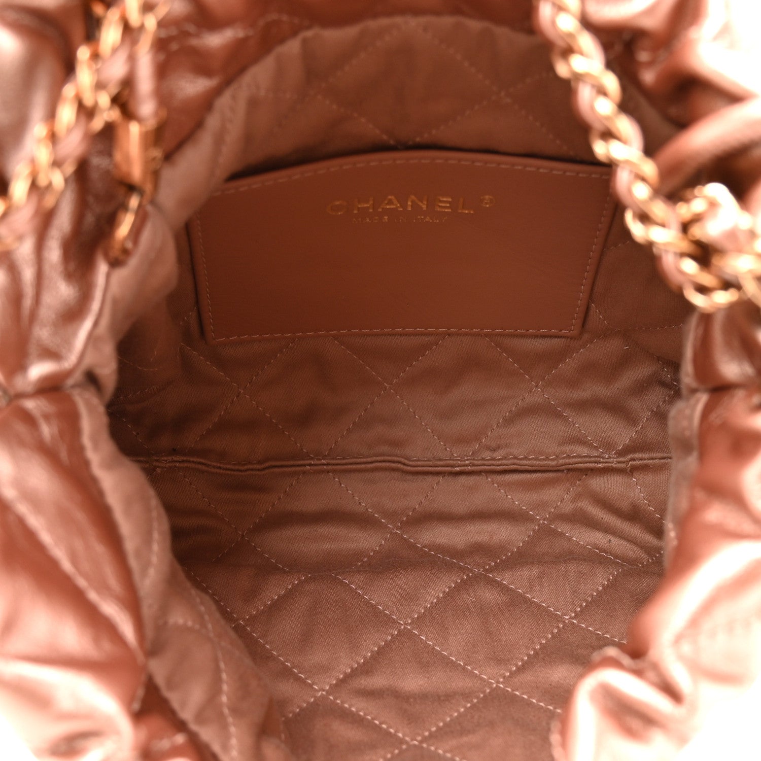 Metallic Calfskin Quilted Mini Chanel 22 Copper