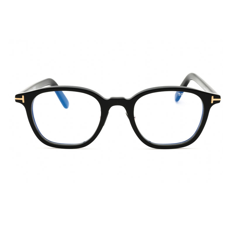 Tom Ford Eyeglasses Round Full Rim, Transparent Yellow Frame and Clear Blue Light Block Lens FT5858-D-B039
