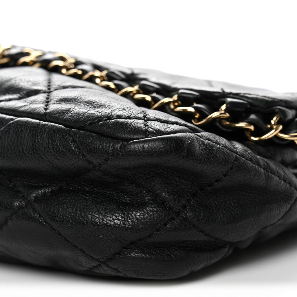Calfskin Quilted Medium Chain Me Flap Black