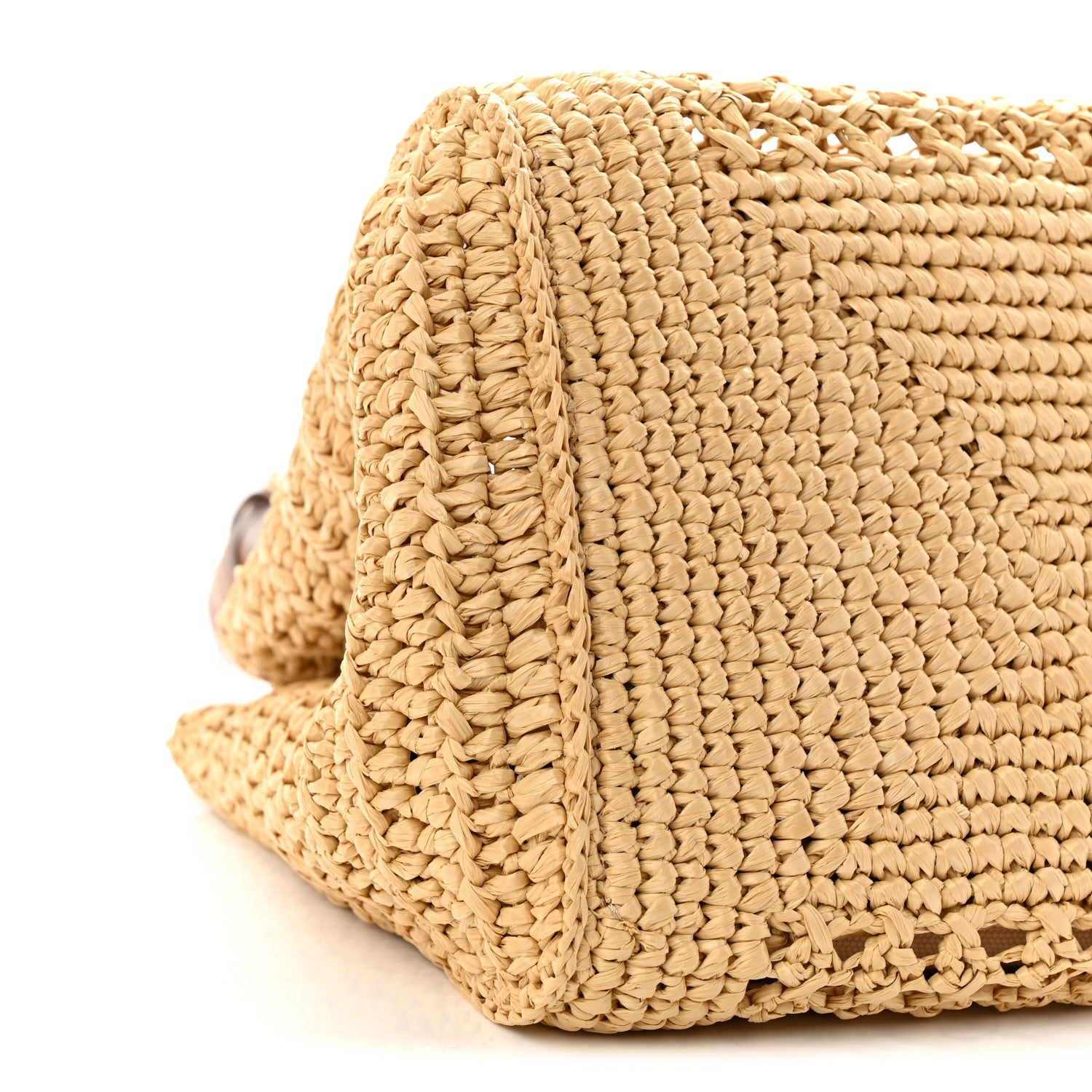 Raffia Crochet Woven Tote Bag Beige