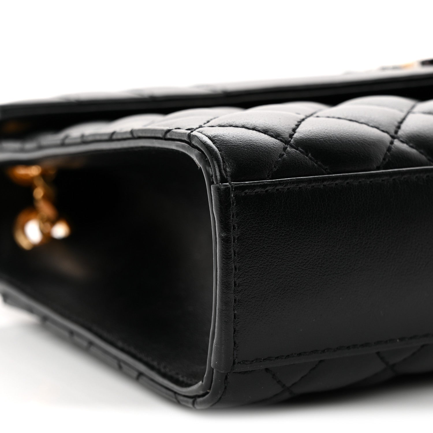 Lambskin Mixed Matelasse Triquilt Medium Monogram Satchel Black