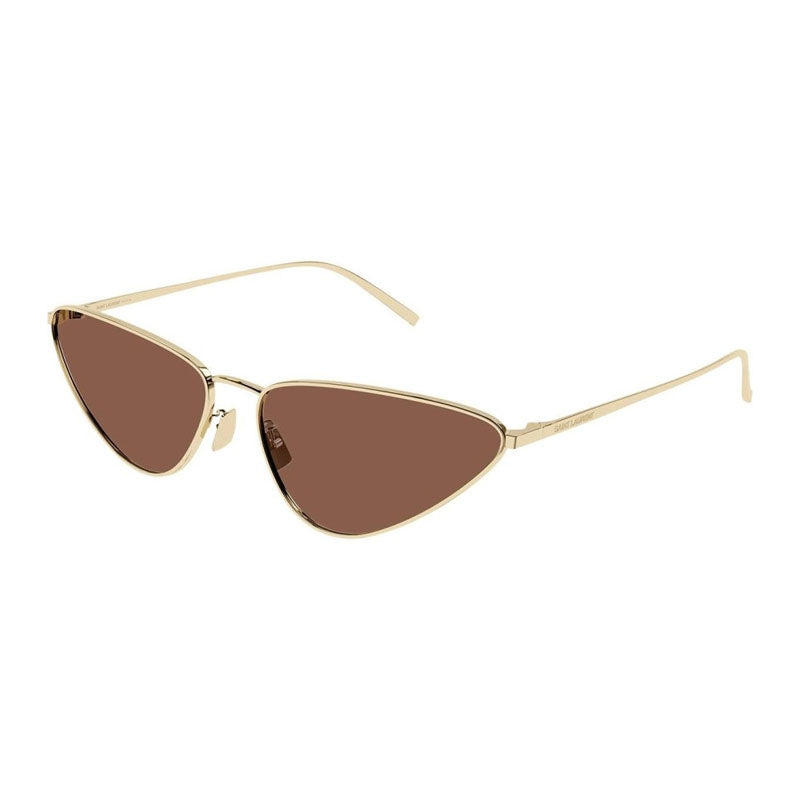 Saint Laurent Sunglasses Cat Eye Full Rim, Gold Frame and Brown Lens SL487003