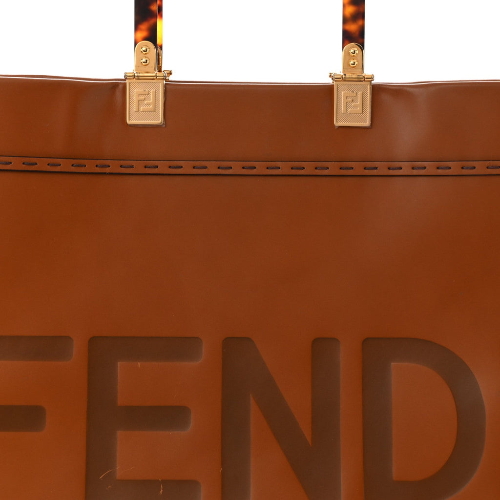 Vitello King Plexiglass Large Fendi Sunshine Shopper Tote Cuoio