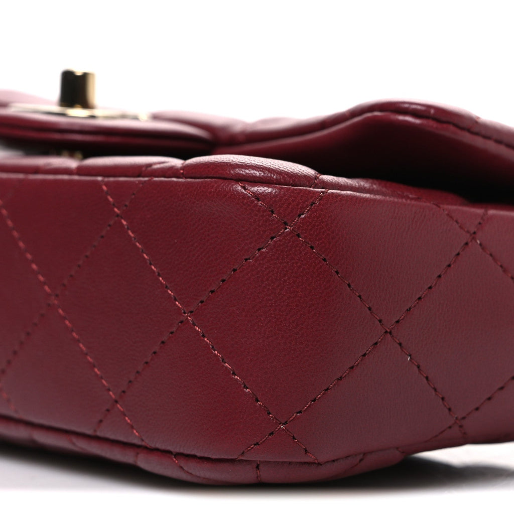 Lambskin Quilted Extra Mini Flap Bag Burgundy