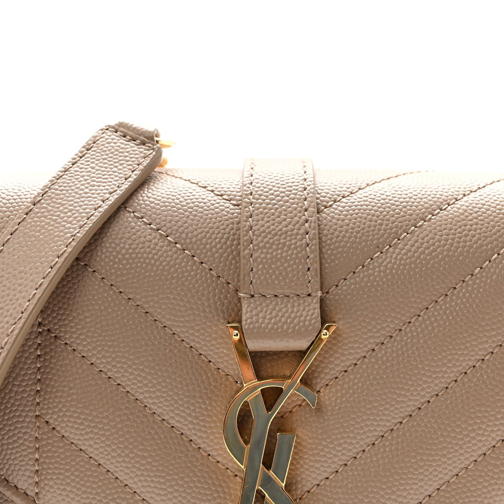 Grain De Poudre Textured Mixed Matelasse Triquilt Small Monogram Satchel Dark Beige