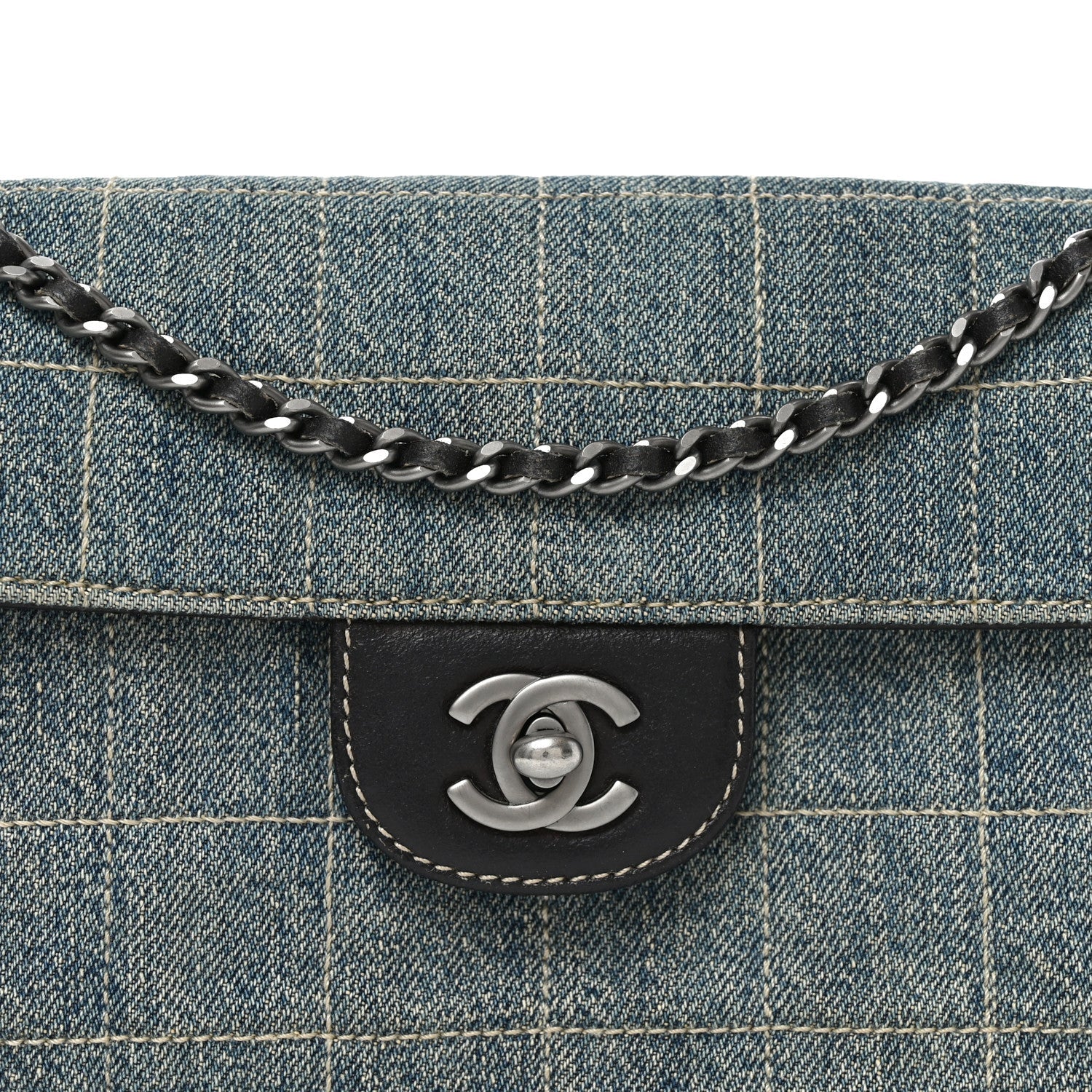 Denim Chocolate Bar Quilted East West Flap