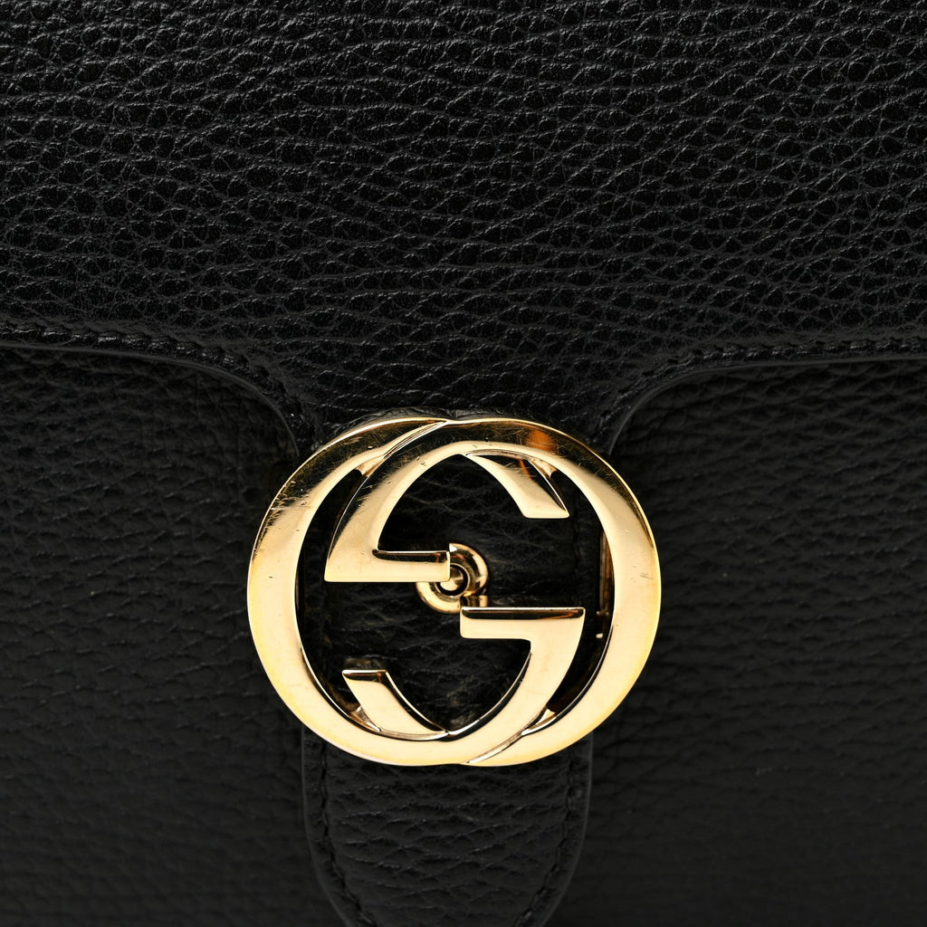 Dollar Calfskin Small Interlocking G Shoulder Bag Black