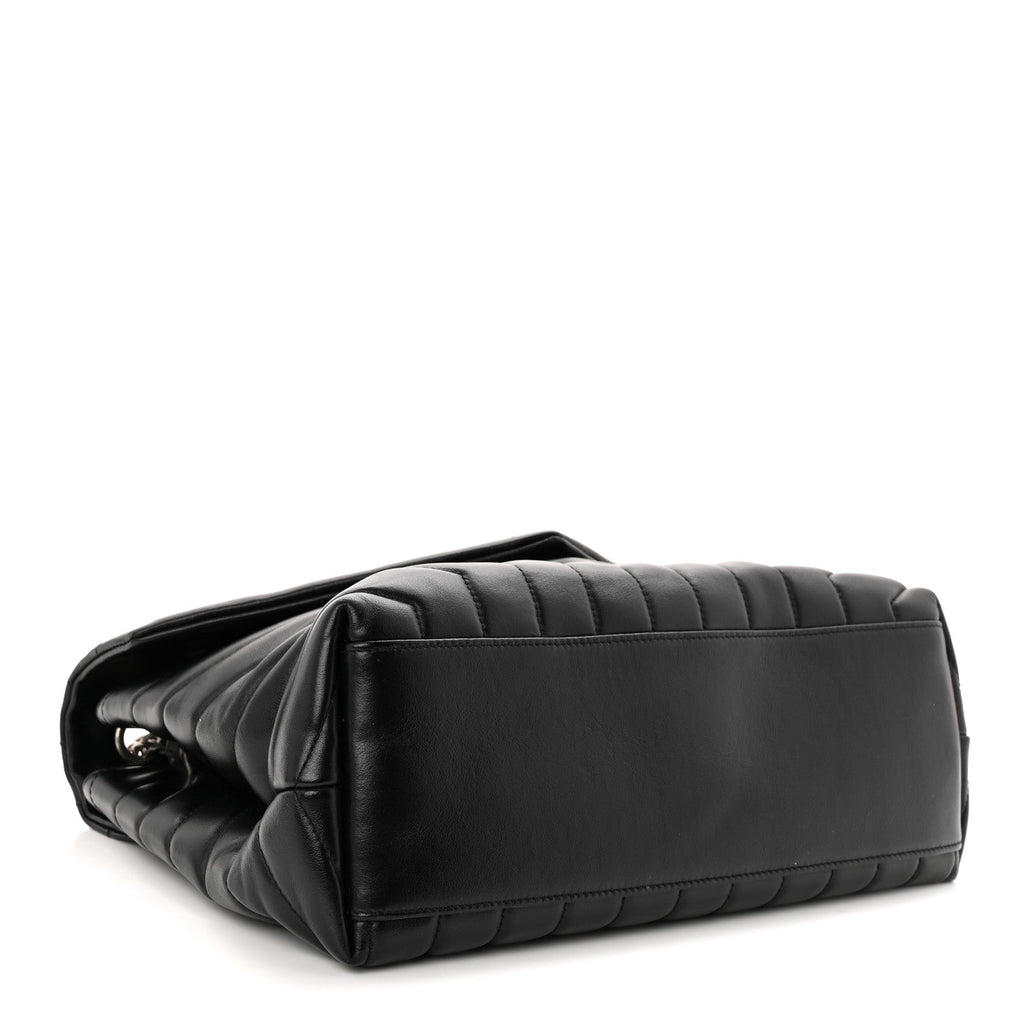 Calfskin Y Quilted Monogram Medium Loulou Chain Satchel Black