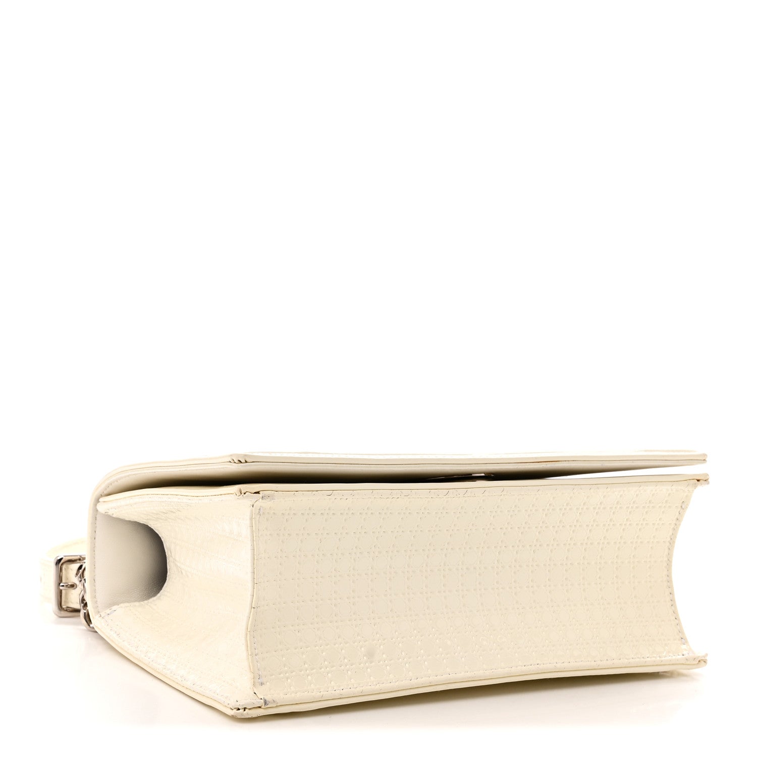 Patent Micro-Cannage Small Diorama Flap Bag White