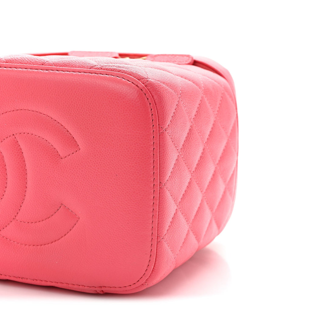 Caviar Quilted Large Vanity Pouch Pink