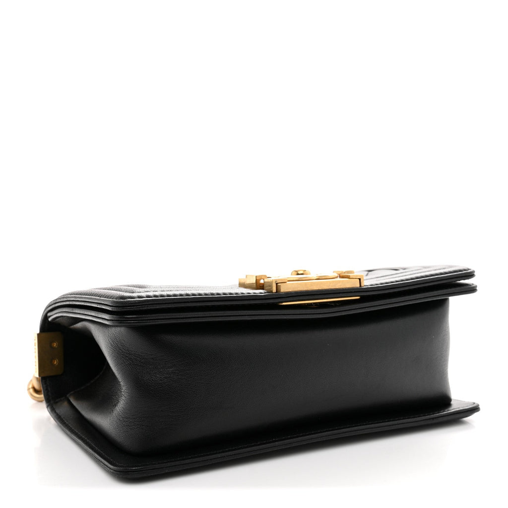 Lambskin Quilted Small Boy Flap Black