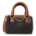Triomphe Canvas Calfskin Mini Boston Bag Tan