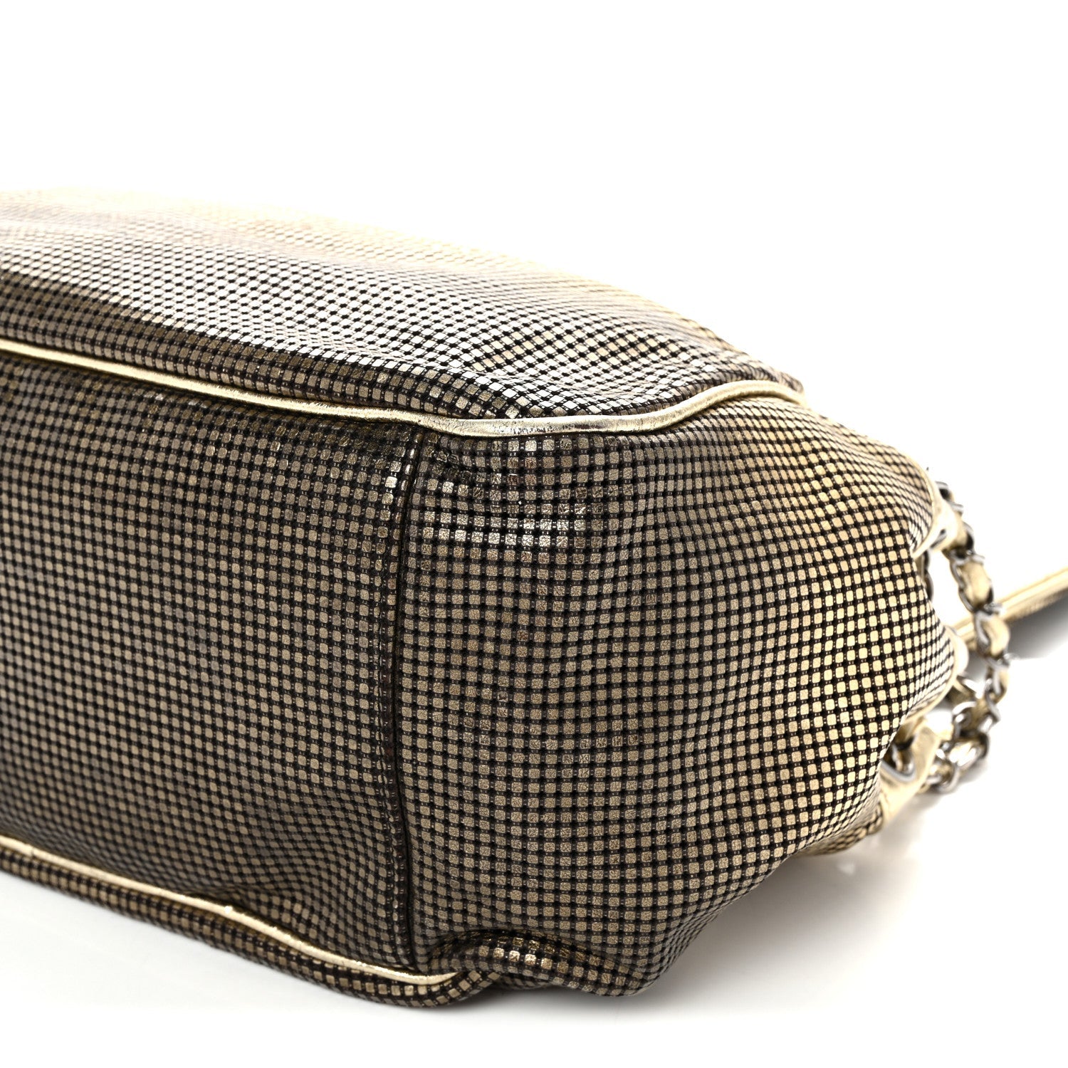 Metallic Lambskin Perforated Hollywood Accordion Flap Bag Gold