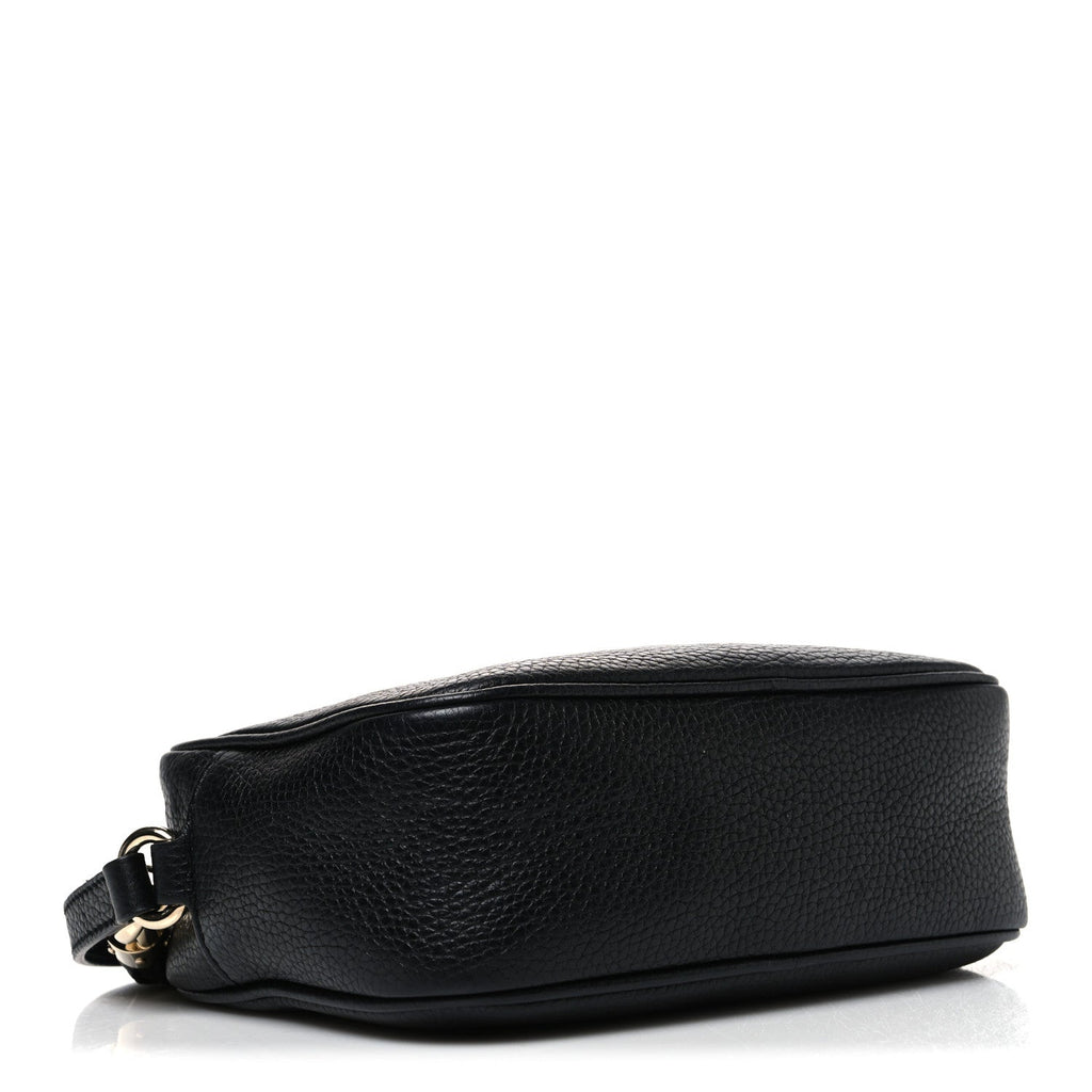 Pebbled Calfskin Small Soho Disco Bag Black