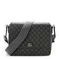 Tender GG Supreme Monogram Textured Dollar Calfskin Ophidia Messenger Bag Grey Black Graphite Grey