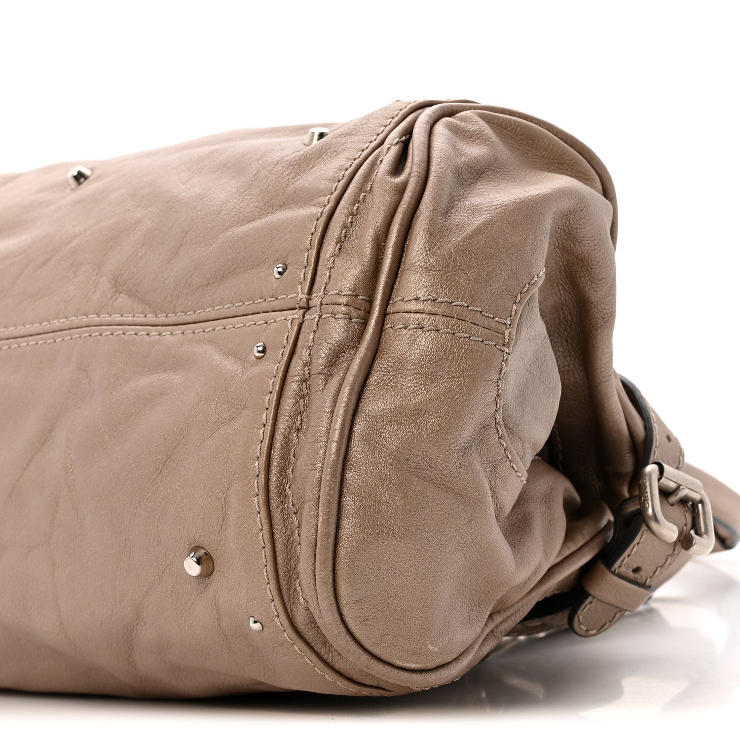 Metallic Calfskin Medium Paddington Satchel Taupe