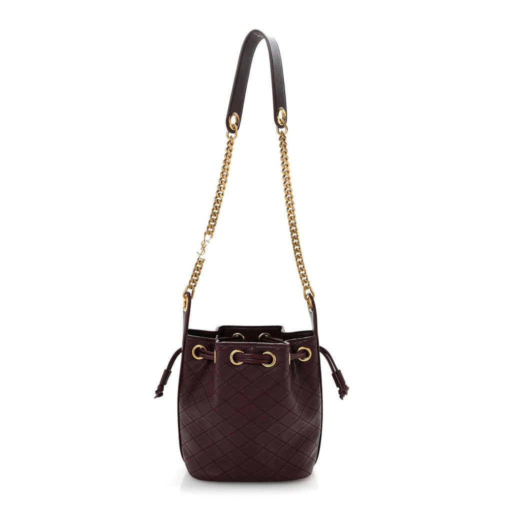 Lambskin Carre Quilted Cassandre Small Bucket Bag Hot Wine