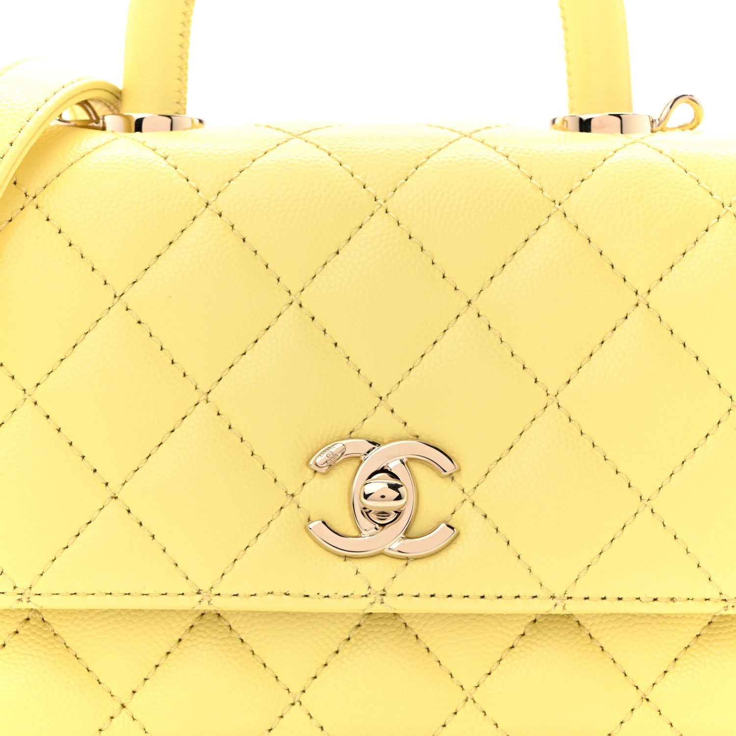 Caviar Quilted Extra Mini Coco Handle Flap Light Yellow