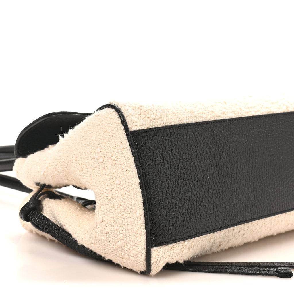 Grained Calfskin Boucle Urban Essentials Small Shopping Bag Ecru Black