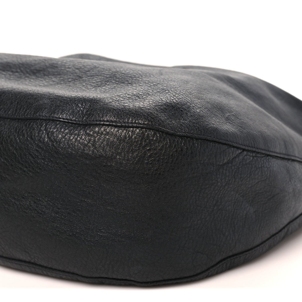 Soft Spongy Calfskin Large Daria Hobo Black