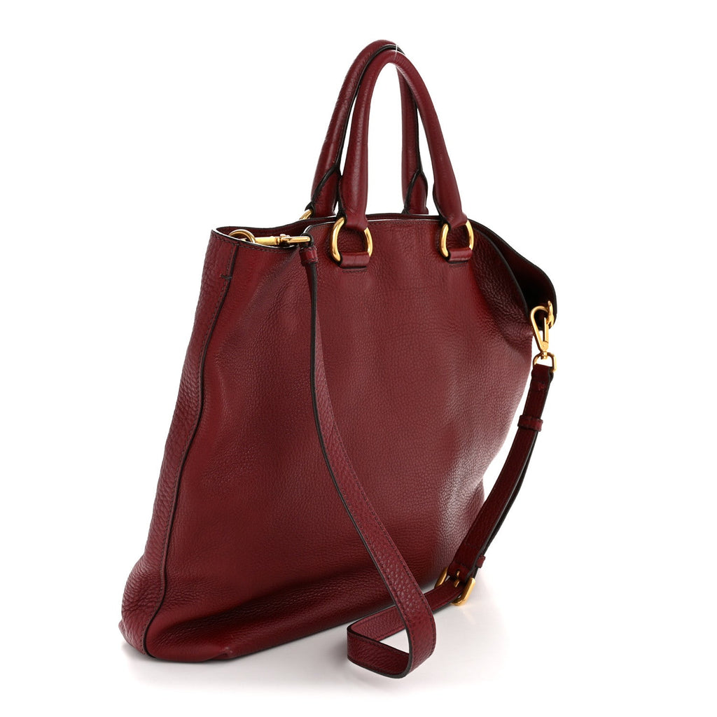 Vitello Daino Shopping Tote Amaranto