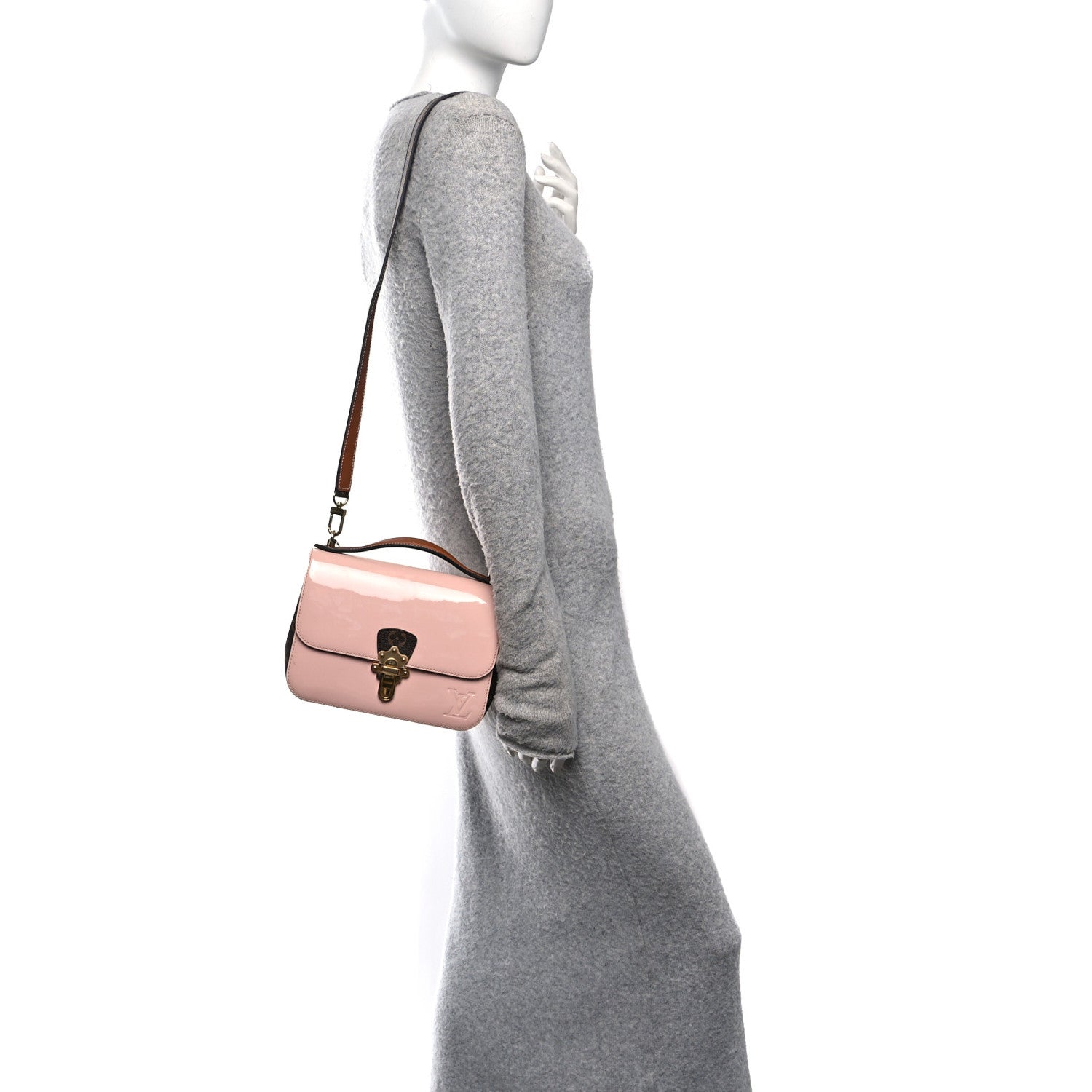 Patent Calfskin Monogram Cherrywood BB Rose Ballerine