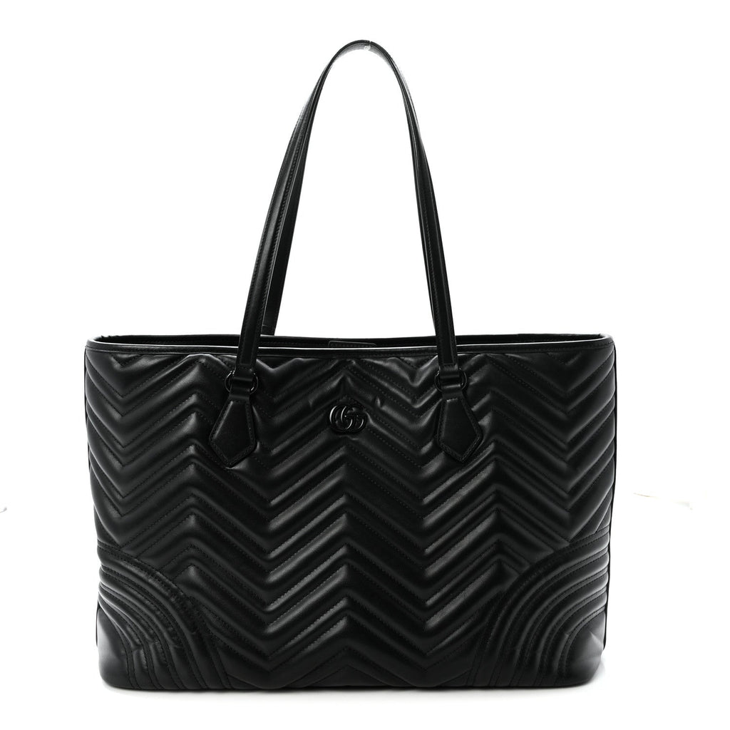 Calfskin Matelasse Monochrome Large GG Marmont Tote Bag Black