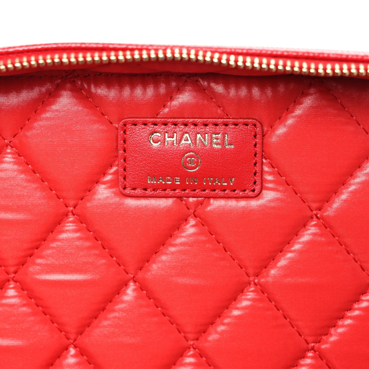 Caviar Quilted Large Vanity Pouch Red