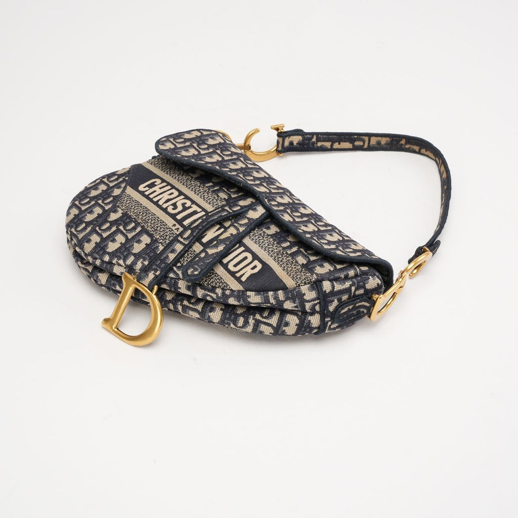 Christian Dior Medium Saddle Oblique Canvas Blue 2019