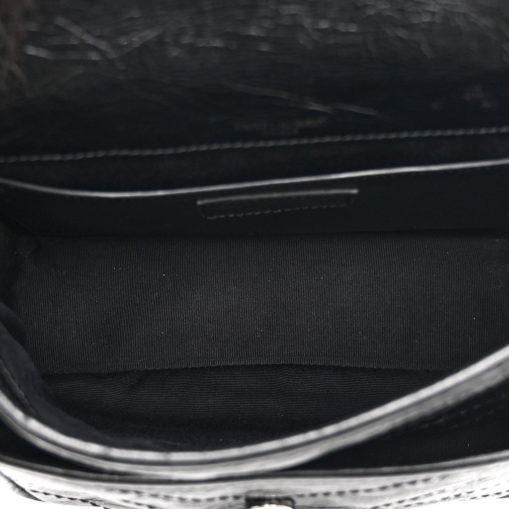 Crinkled Calfskin Matelasse Monogram Baby Niki Chain Satchel Black