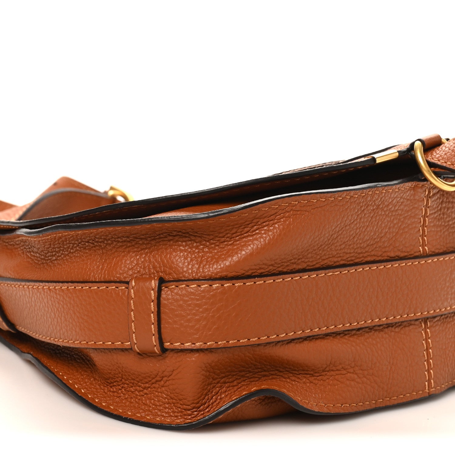 Grained Calfskin Medium Marcie Saddle Bag Tan