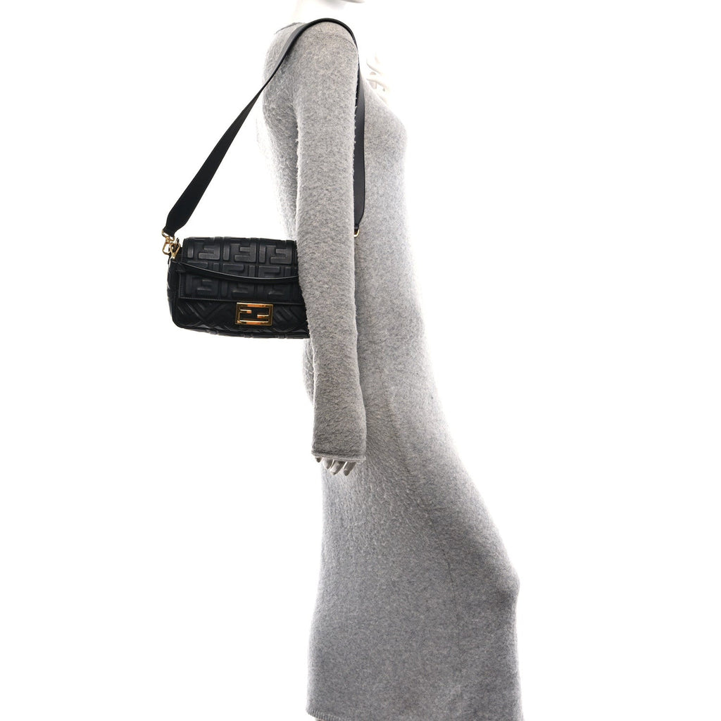 Nappa FF 1974 Embossed Baguette Black