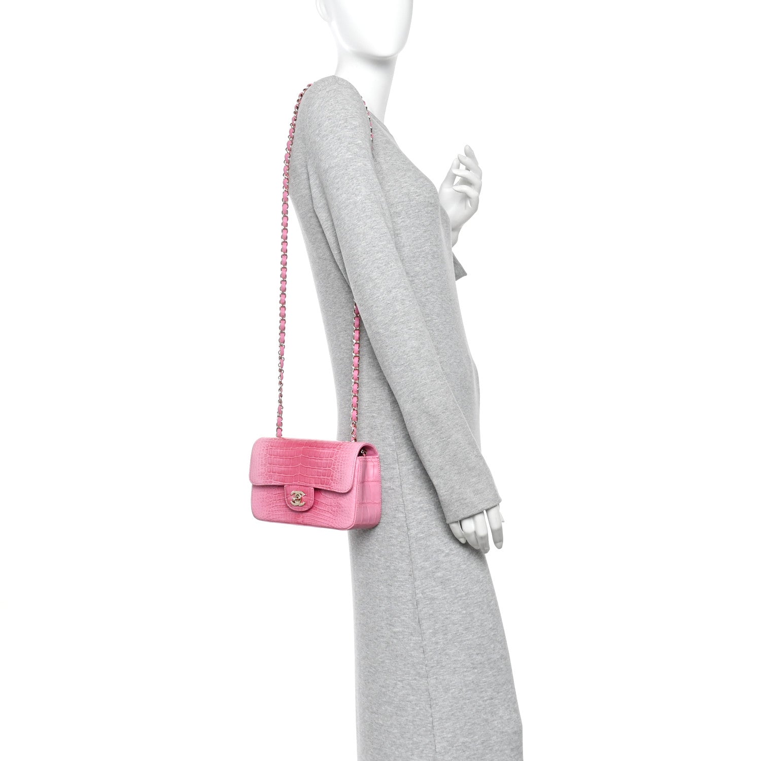 Shiny Alligator Ombre Mini Rectangular Flap Rose