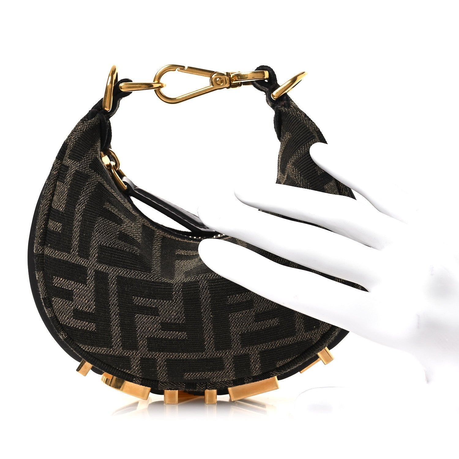 Fabric Jacquard FF 1974 Nano Fendigraphy Hobo Charm Tobacco Moro