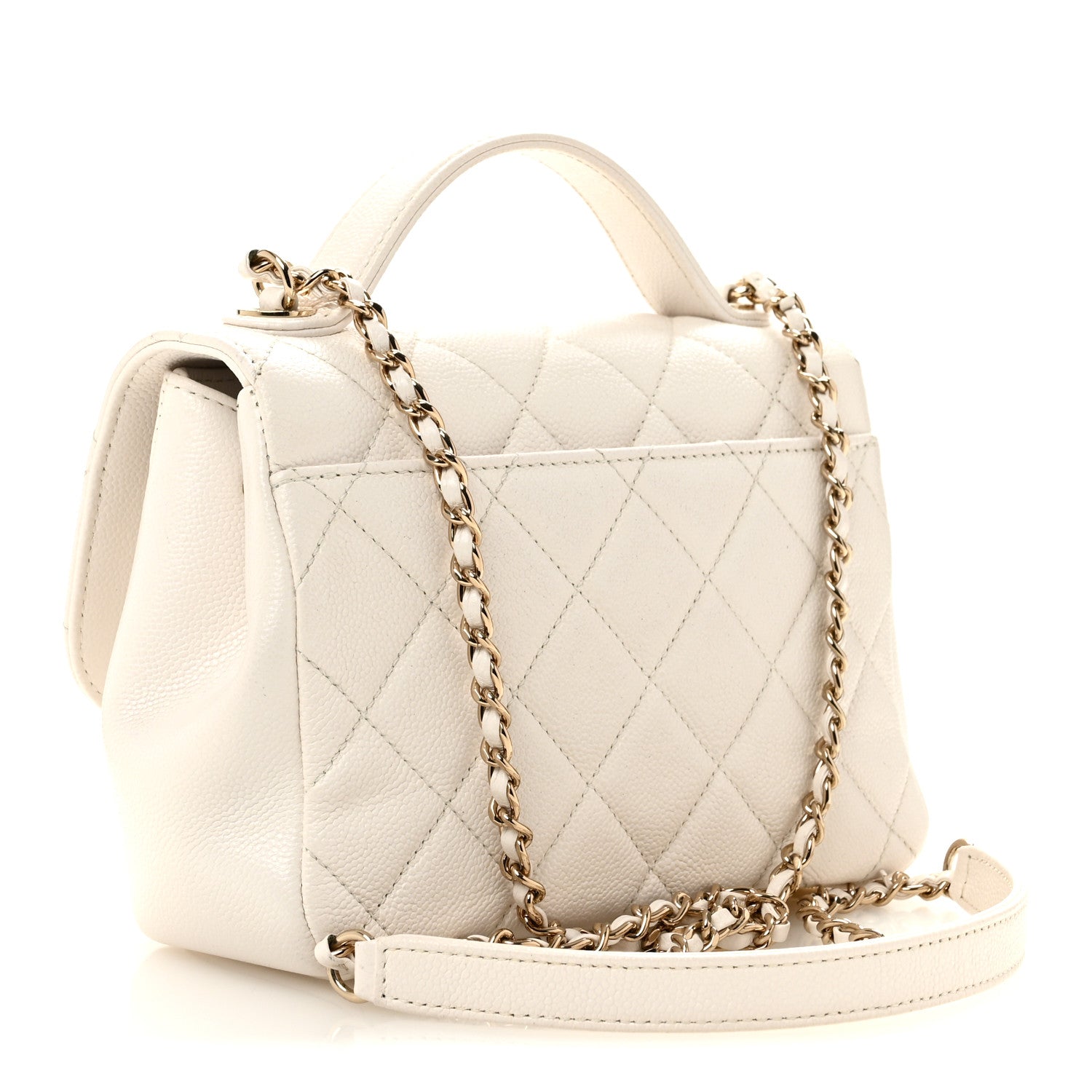 Caviar Quilted Small Business Affinity Flap White