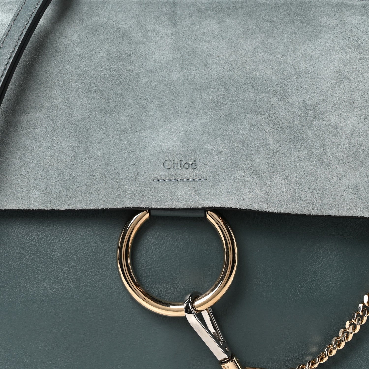 Suede Calfskin Medium Faye Shoulder Bag Cloudy Blue