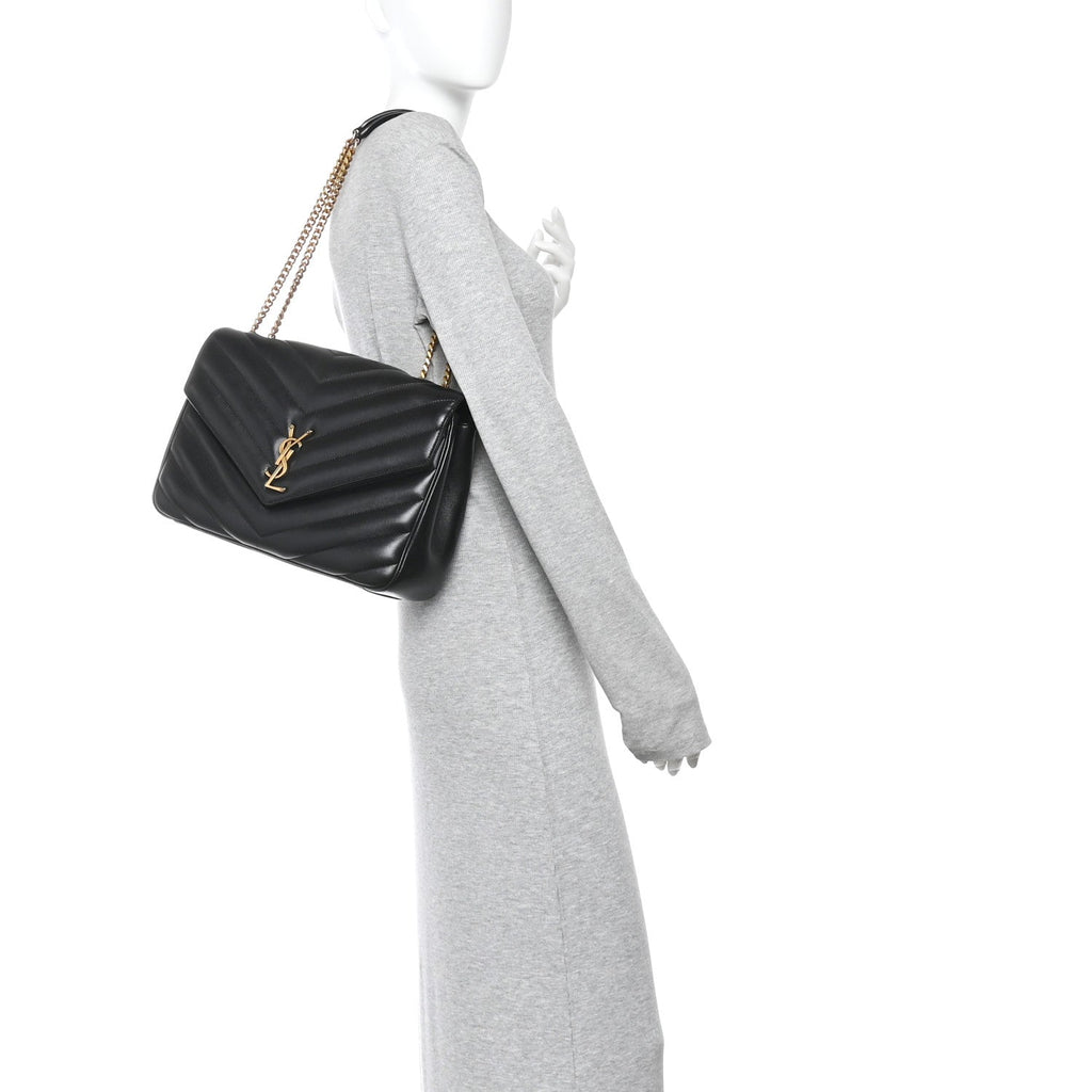 Lambskin Quilted Monogram Large Loulou Black