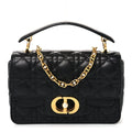 Calfskin Cannage Small Dior Jolie Top Handle Black