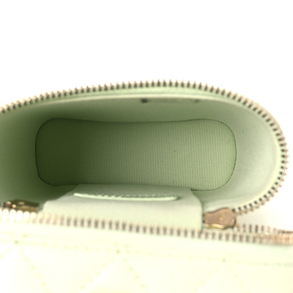 Caviar Quilted Phone Holder With Chain Light Green