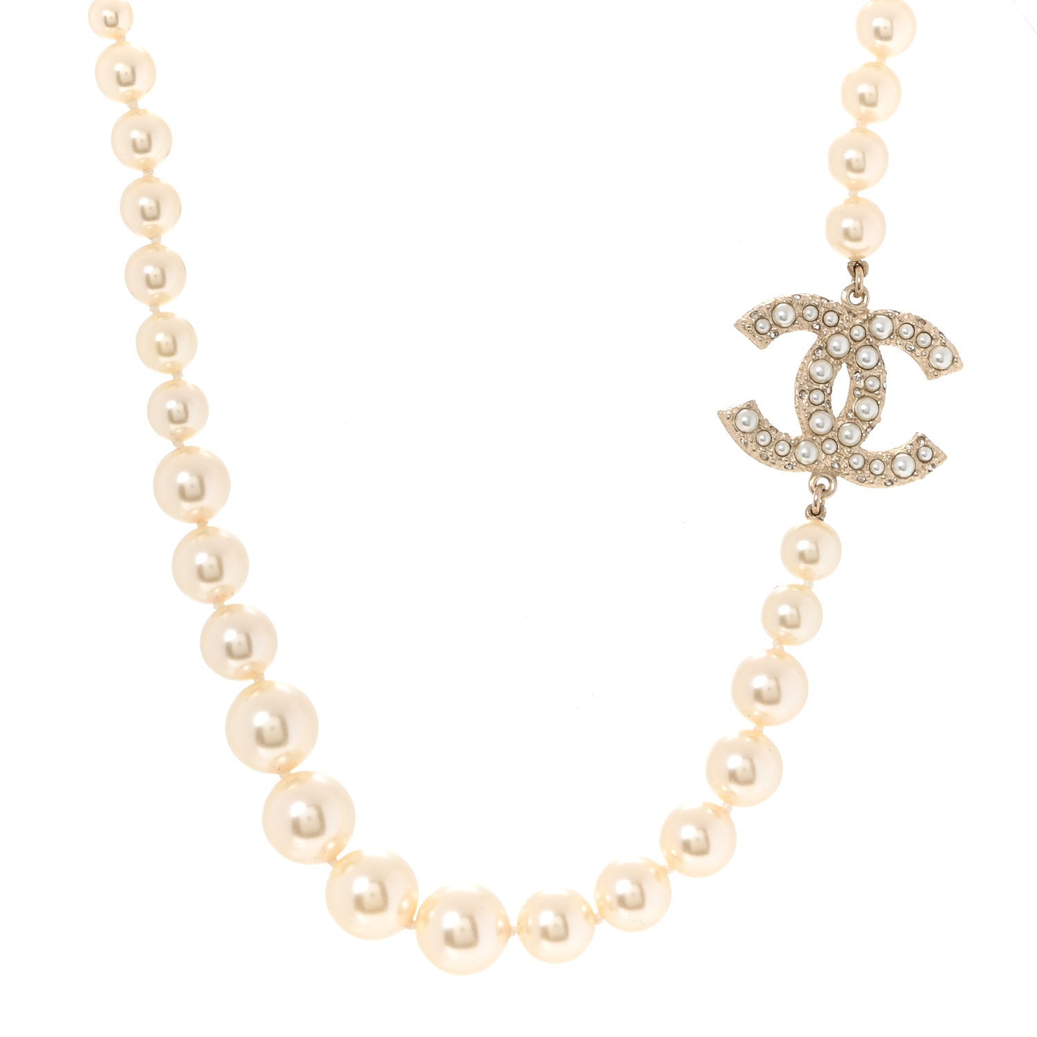 Pearl CC 100th Anniversary Necklace Light Gold