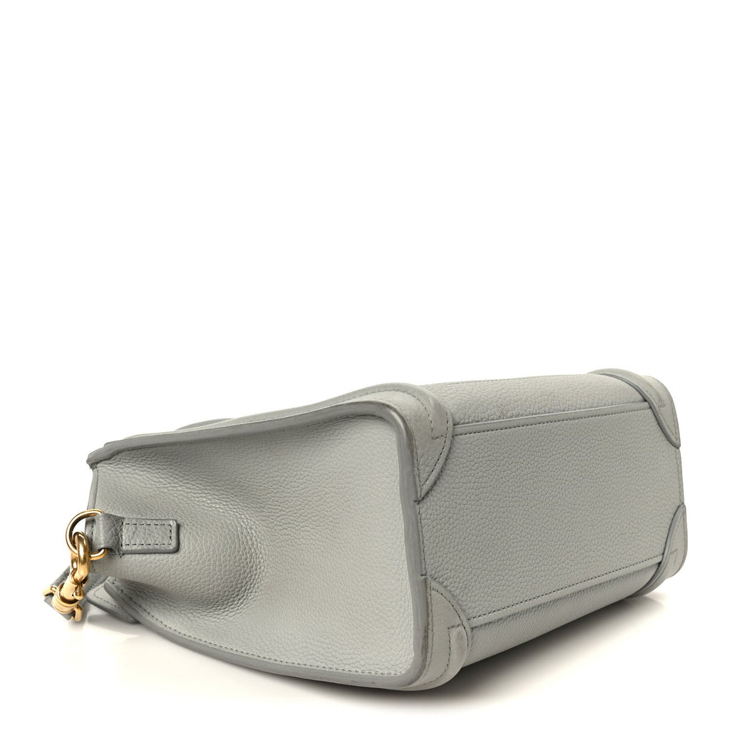 Drummed Calfskin Nano Luggage Pearl Blue