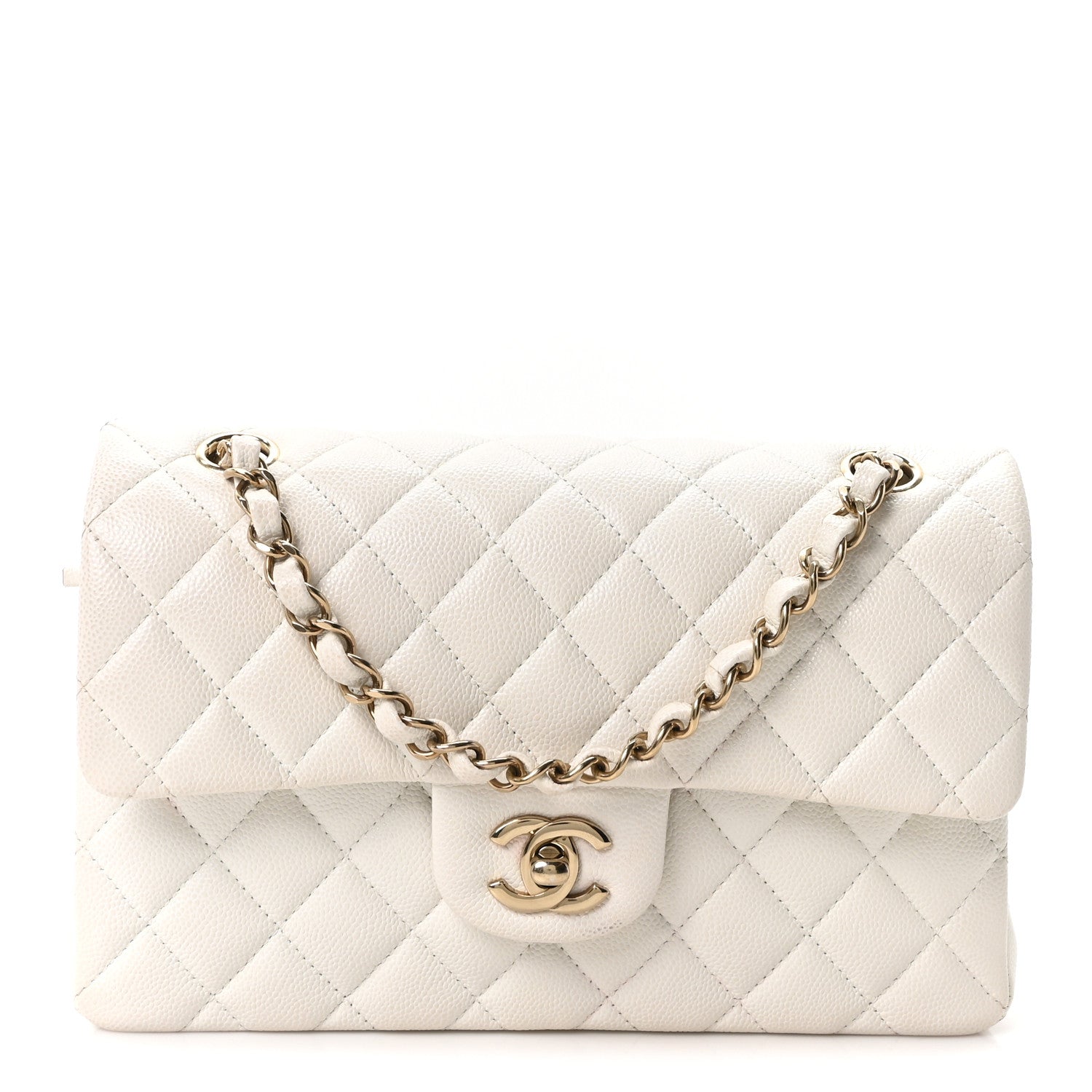 Caviar Quilted Small Double Flap White