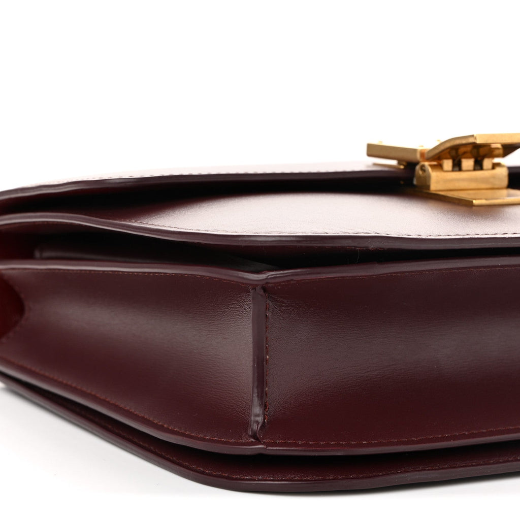 Box Calfskin Medium Classic Box Flap Bag Burgundy Burgundy