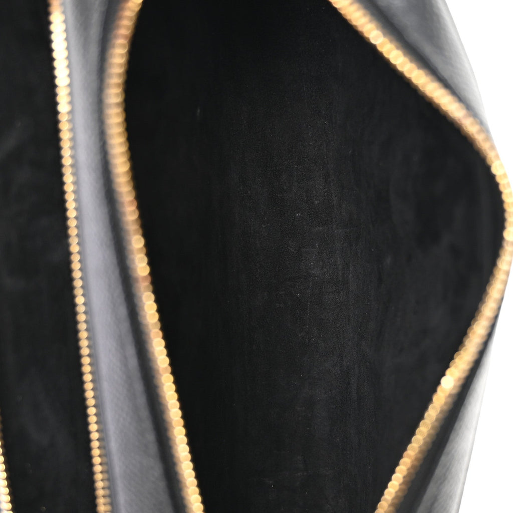 Grained Calfskin Caro Double Pouch Black