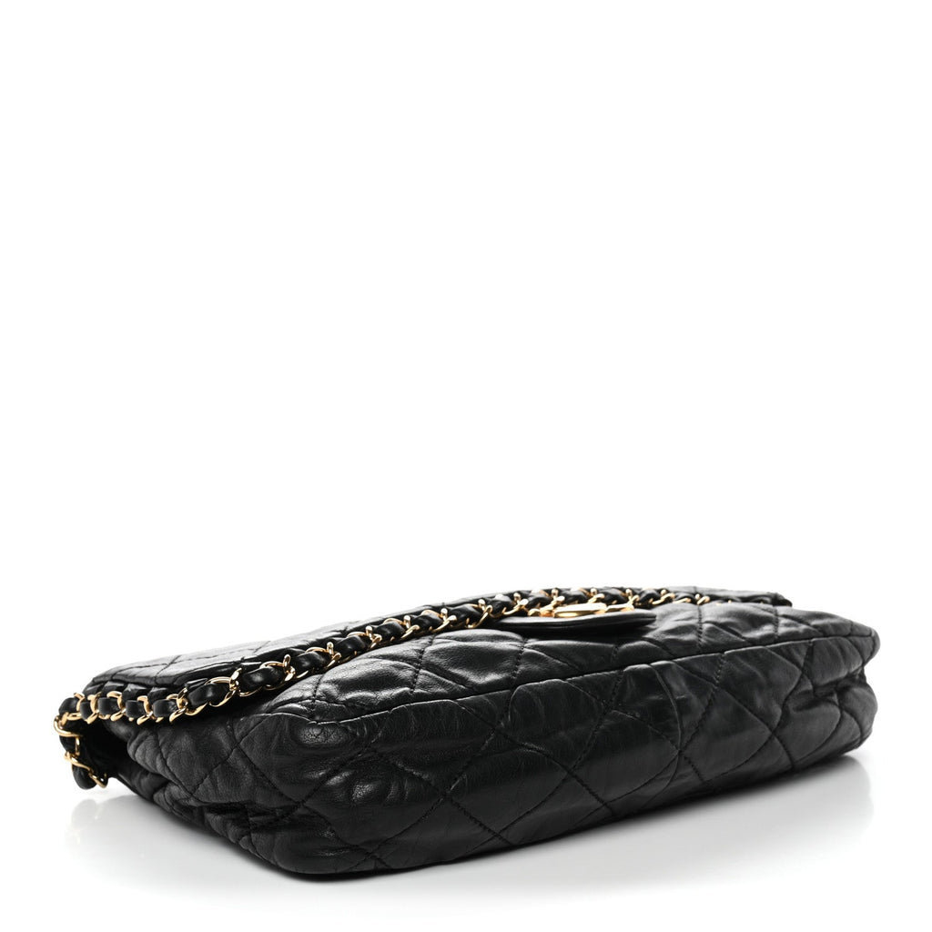 Calfskin Quilted Medium Chain Me Flap Black