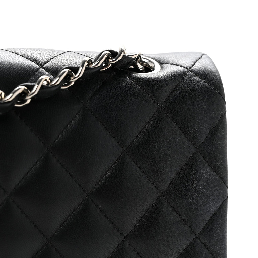Lambskin Quilted Medium Double Flap Black