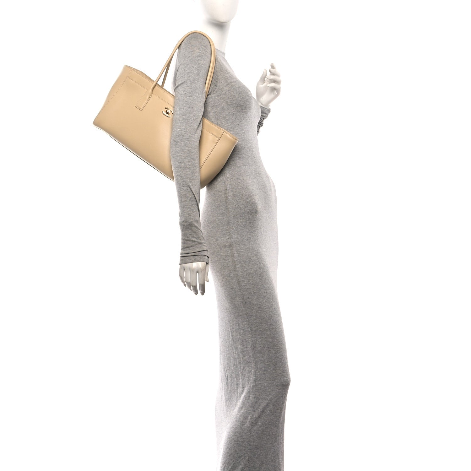 Calfskin Archetype Small Shopping Tote Beige