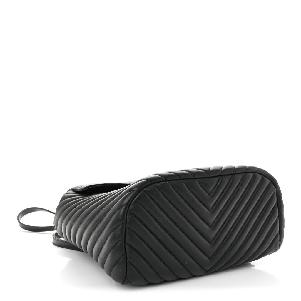 Calfskin Chevron Quilted Large Urban Spirit Backpack Black